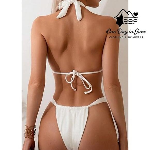 Charmleaks Halter Tie Back Brazilian Bikini Swimsuit Size L - Picture 2 of 6